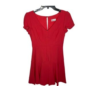 Red Valentino Coral Pink V Neck Flared A Line Mini Dress